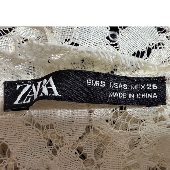 Zara Lace Cami Tank Top Beige Gold Floral Sleeveless Summer Festival S - Picture 5 of 7